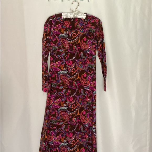 Vintage palsy print pink and brown dress - Picture 2 of 10